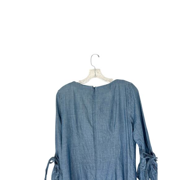 J.Crew Dress Blue Basic Lightweight V-Neck Chambray Ruffle Tie Sleeve Size 6 - Picture 6 of 12